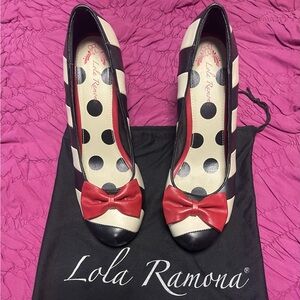 Lola Ramona Black and Red Bow Heels